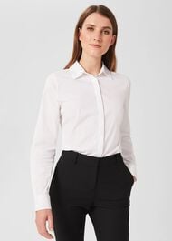 Victoria Cotton Shirt, White, hi-res