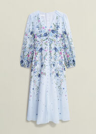 Caversham Floral Silk Dress, Blue Multi, hi-res