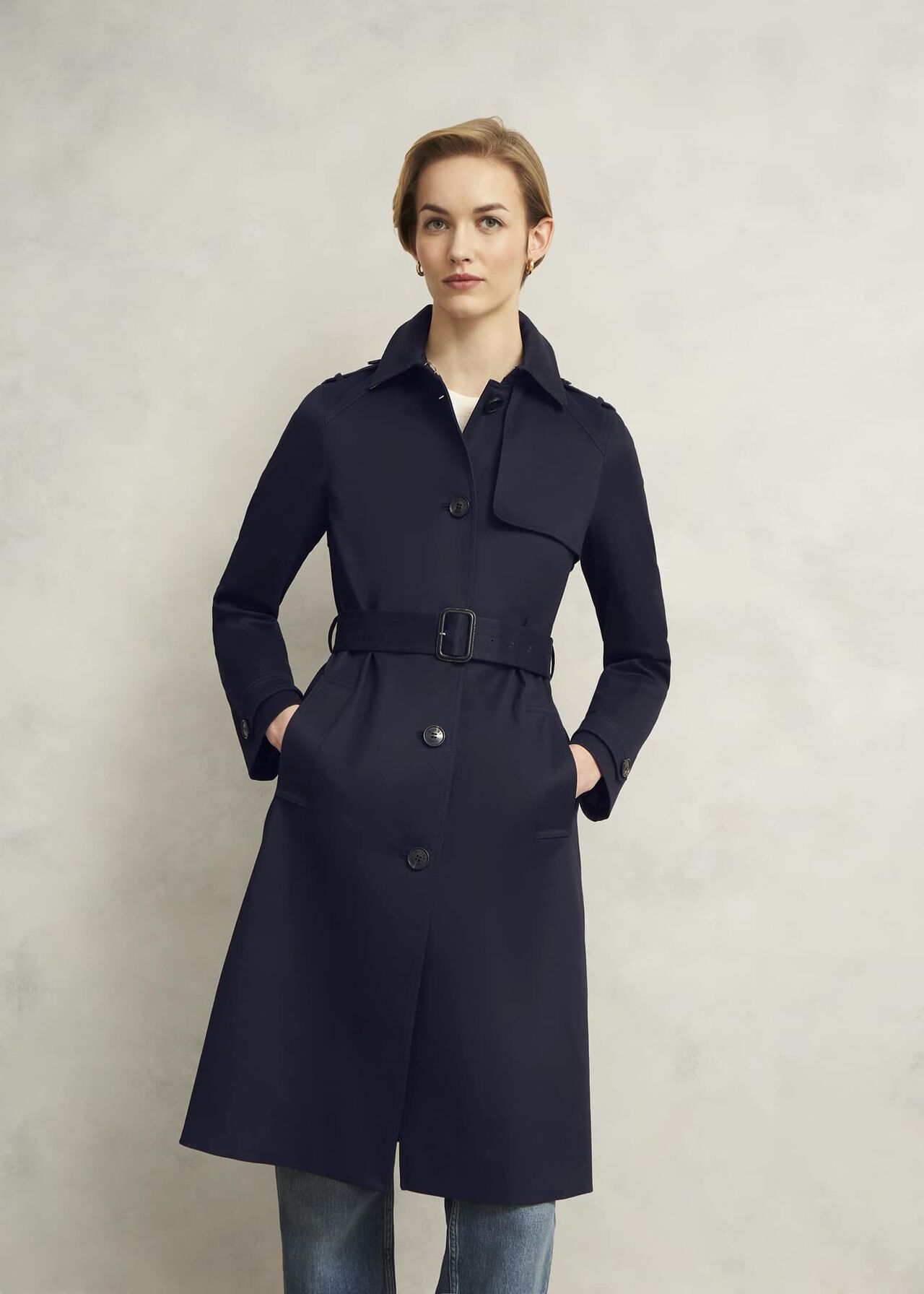 Hallie Shower Resistant Trench, Navy, hi-res