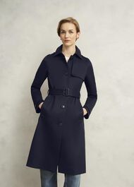 Hallie Shower Resistant Trench, Navy, hi-res