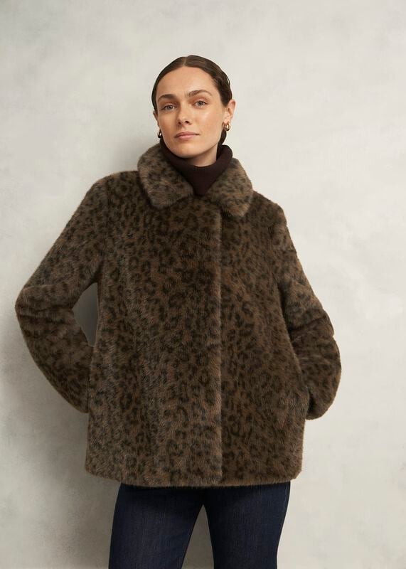 Dania Leopard Faux Fur Coat