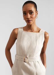Roberta Linen Dress, Neutral, hi-res