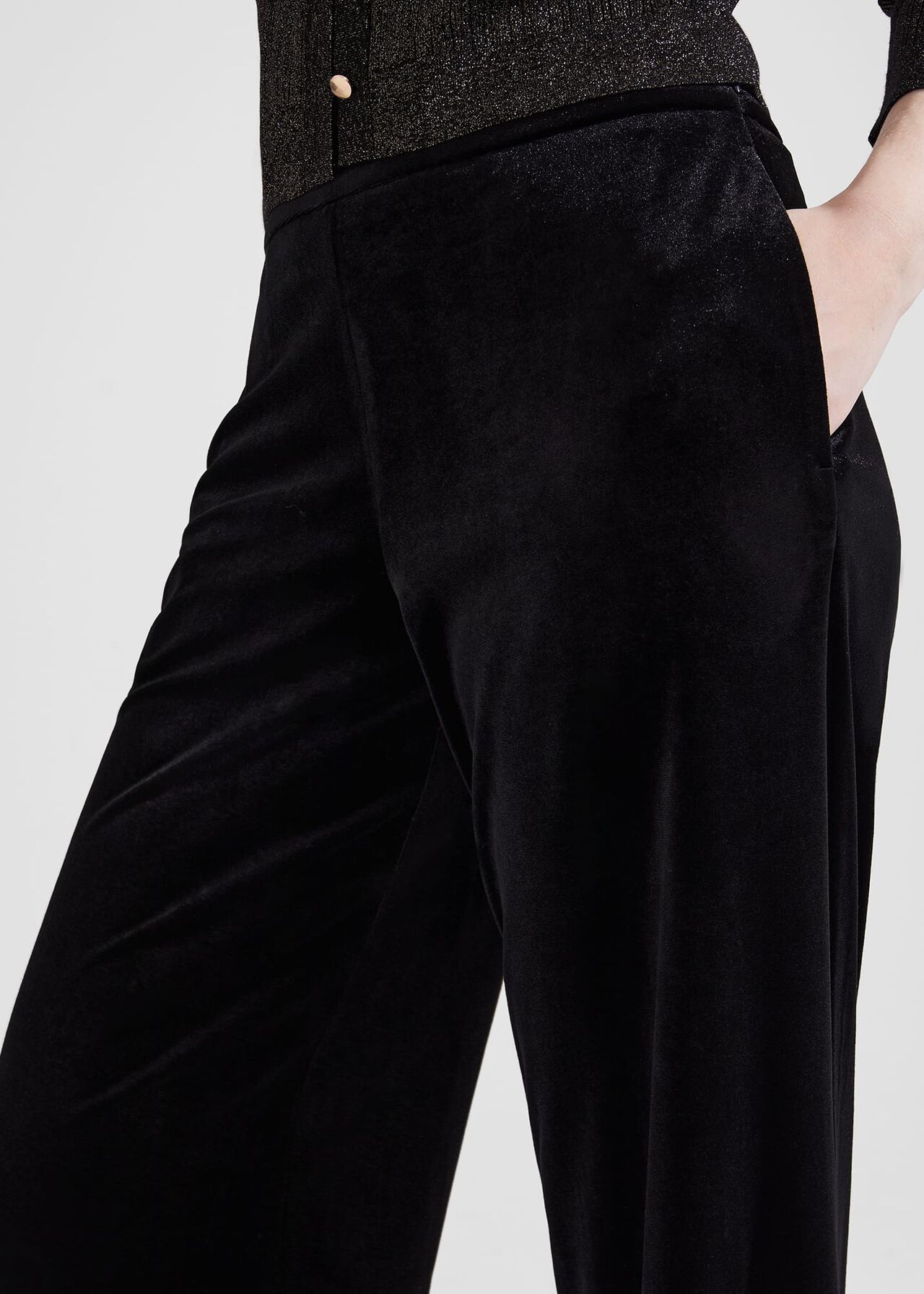 Viviene Velvet Pants, Black, hi-res
