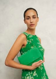 Renata Suede Clutch, Cilantro Green, hi-res