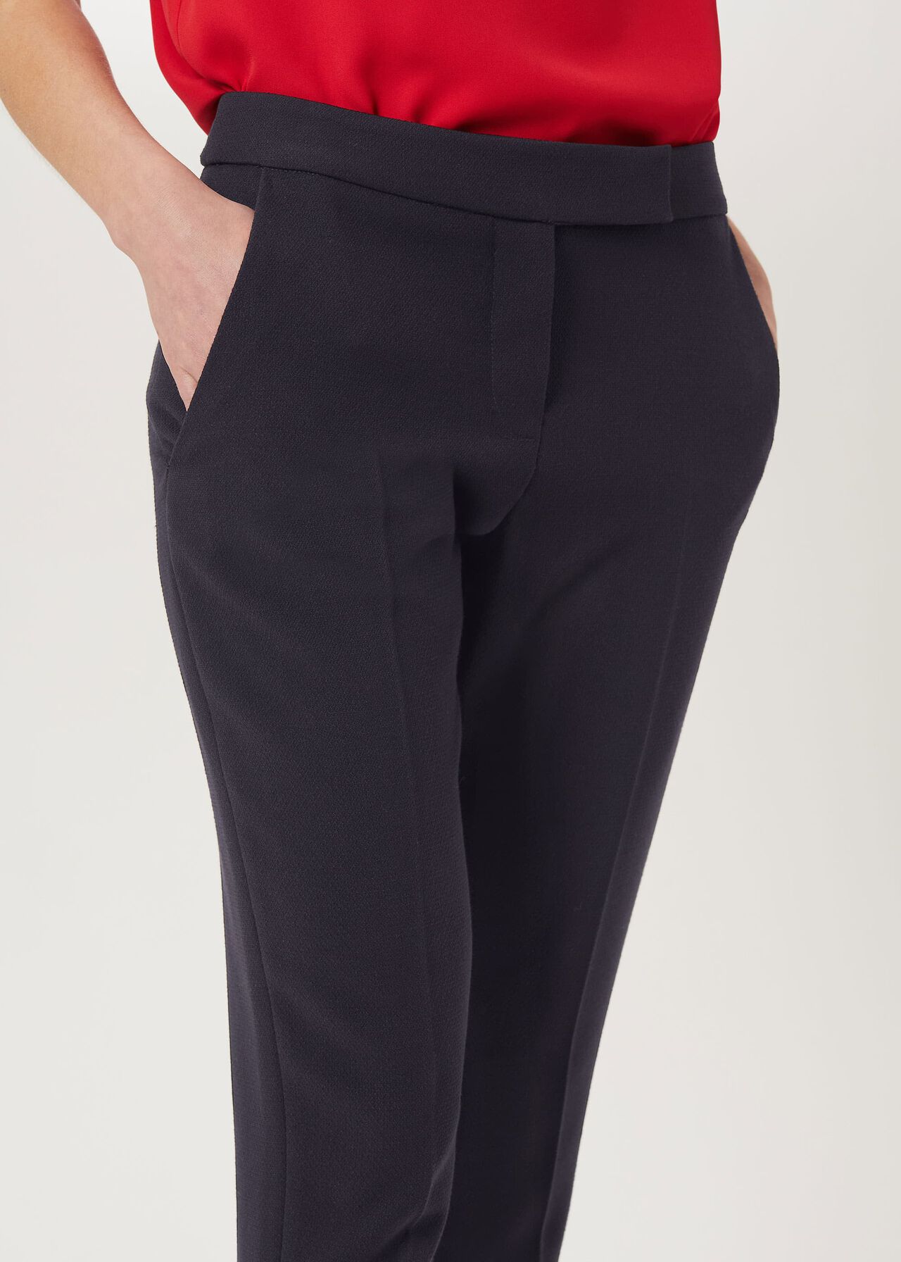 Leila Slim Trousers With Stretch, Navy, hi-res