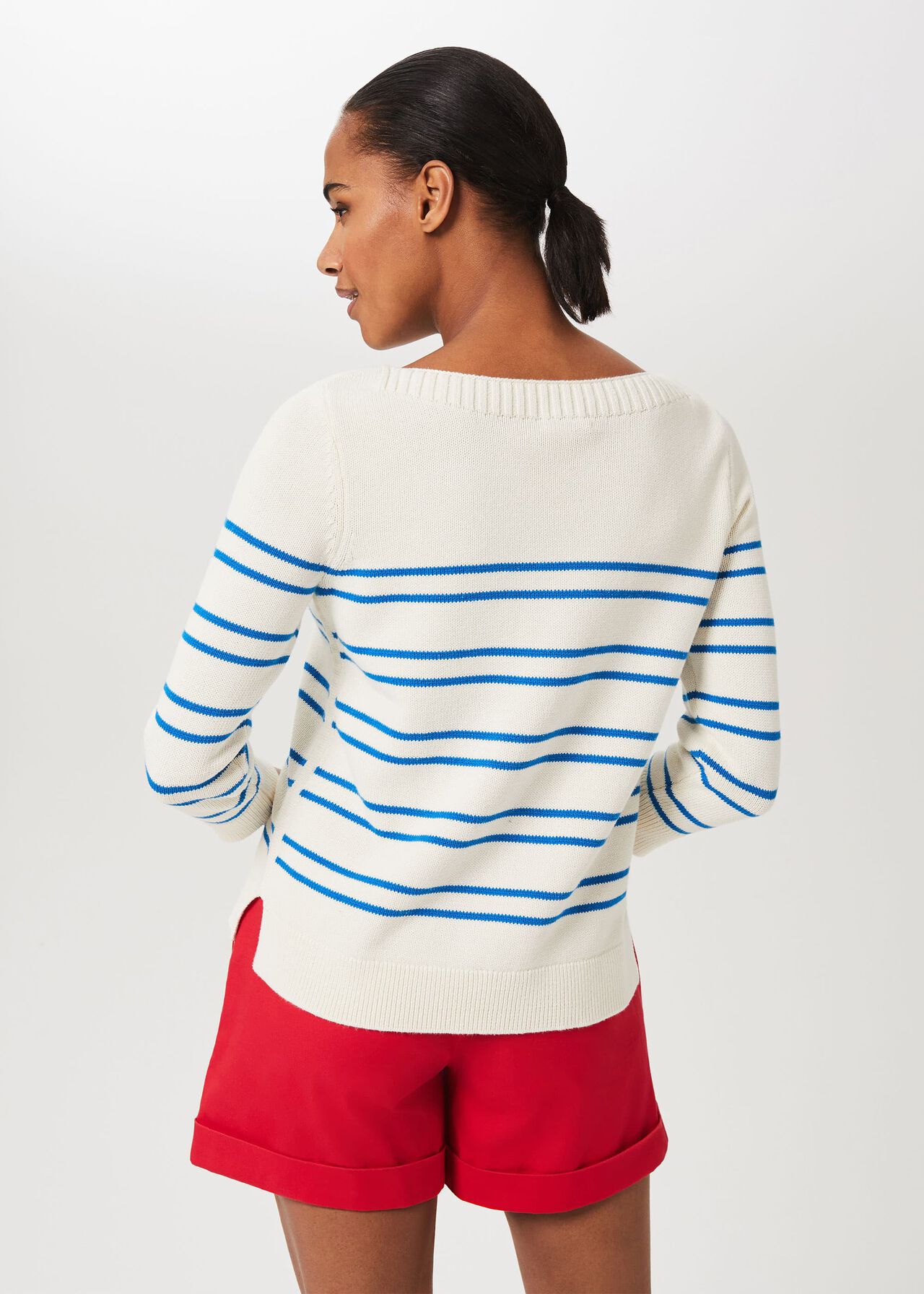 June Cotton Jumper, Ivory Riv Blue, hi-res