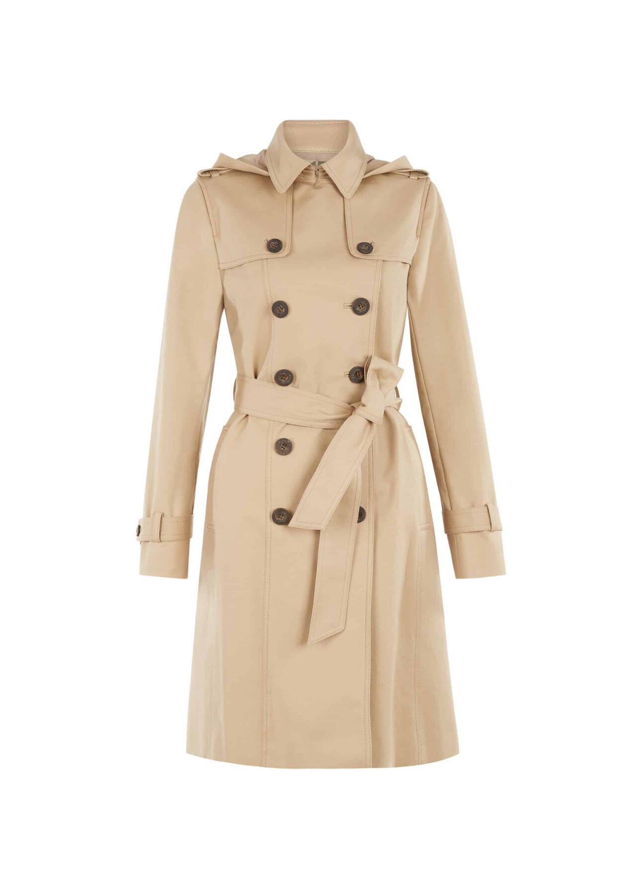 Hooded Saffie Trench Coat Neutral