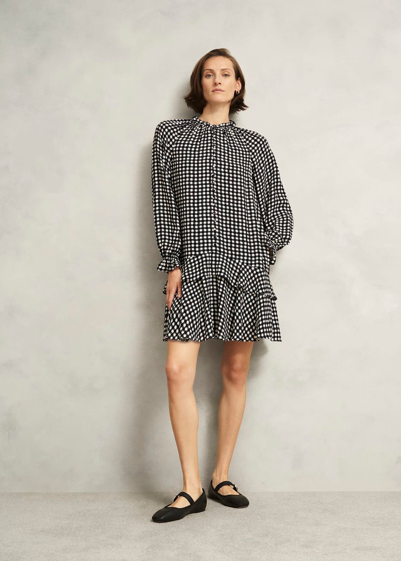 Hewlett Geo Mini Dress, Black Cream, hi-res