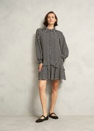 Hewlett Geo Mini Dress, Black Cream, hi-res