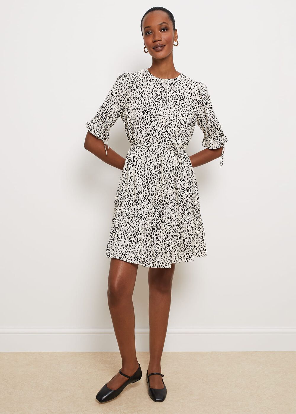 Devereux Dress, Cream Black, hi-res