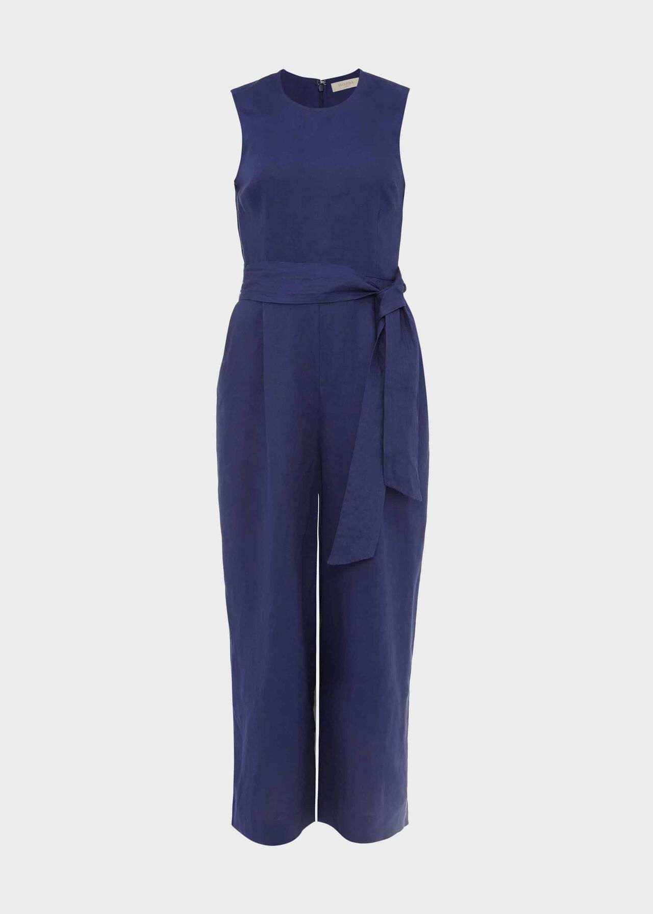 Gabbie Linen Cropped Jumpsuit, French Navy, hi-res