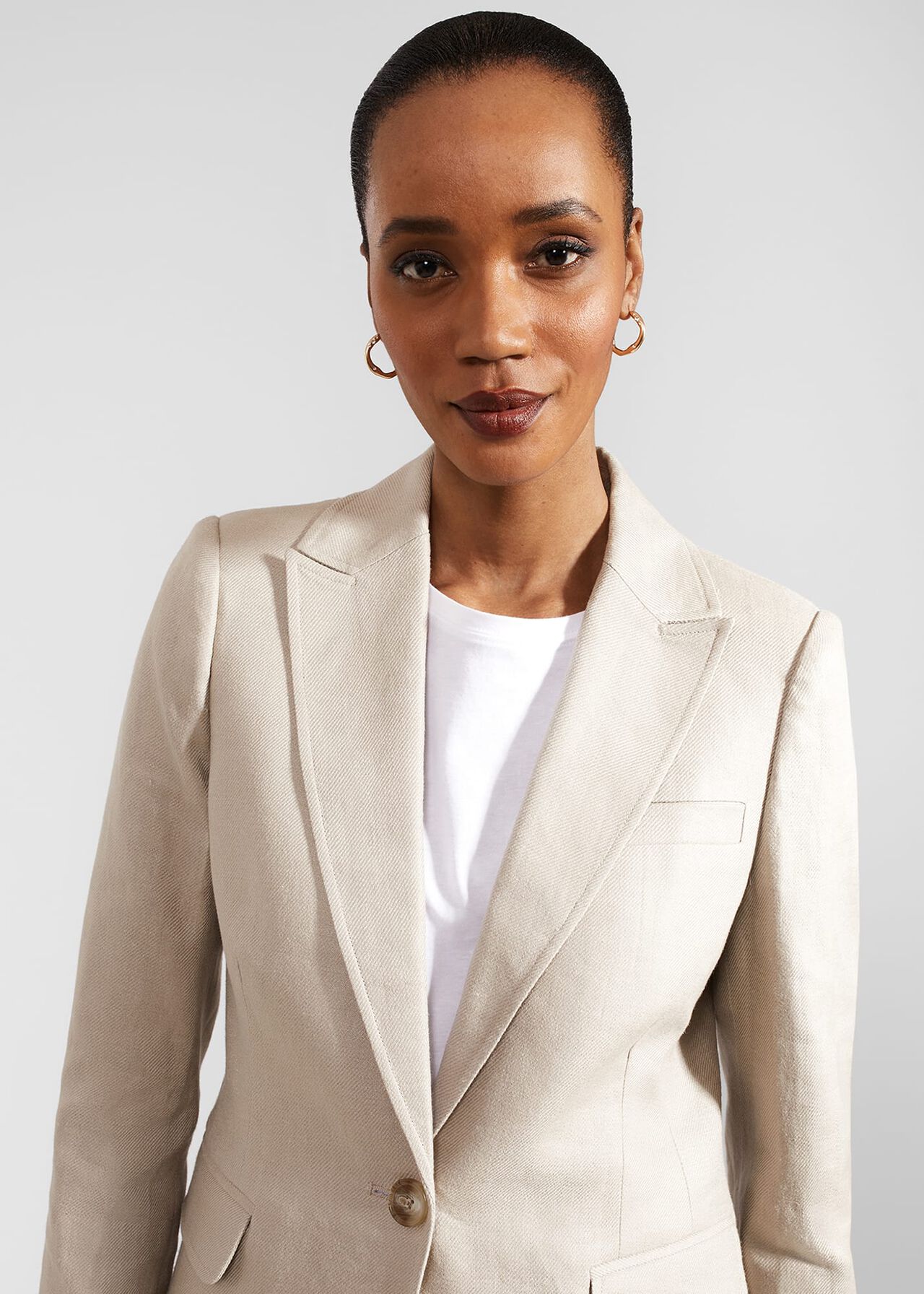 Roberta Linen Jacket, Neutral, hi-res