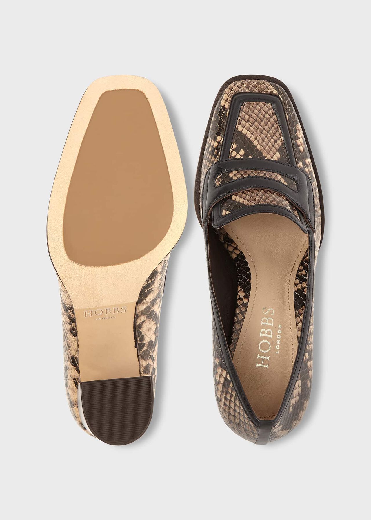 Niamh Leather Court Shoes, Snake, hi-res
