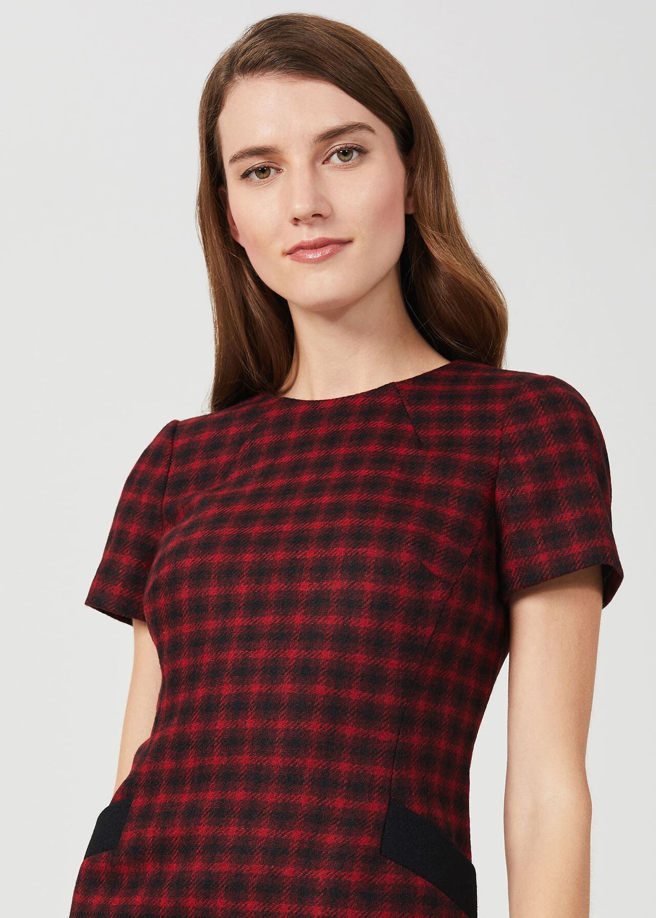 Tallulah Wool A Line Dress, Red Black, hi-res