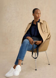 Becky Mixed Media Embroidered Shirt, Midnight Navy, hi-res