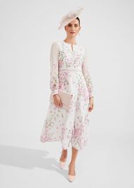 Skye Floral Silk Dress, Ivory Multi, hi-res