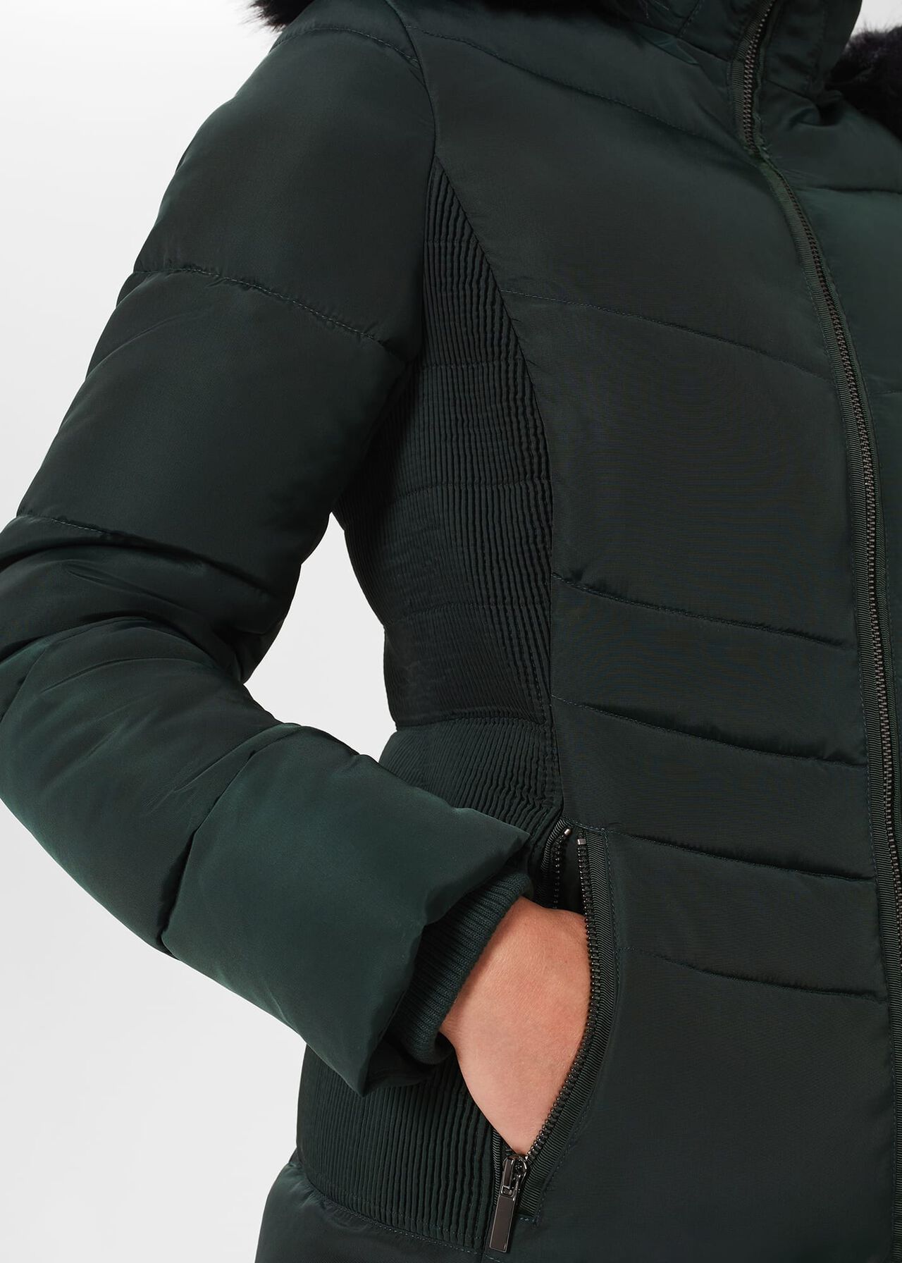 Tali Puffer Jacket With Hood, Dark Ivy Green, hi-res