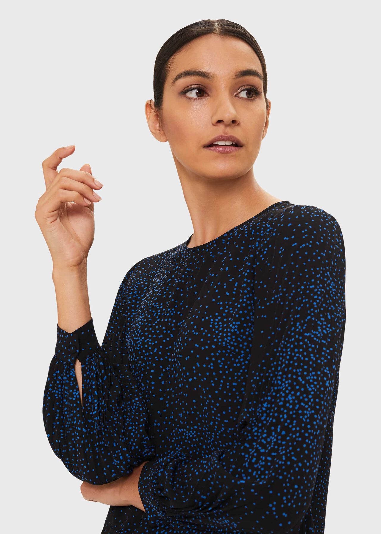 Karissa Blouse, Electrc Blu Blk, hi-res