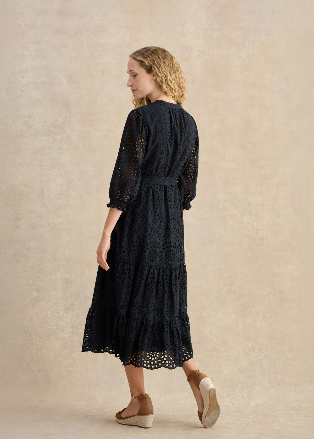 Petite Cianna Cotton Broderie Dress, Navy, hi-res