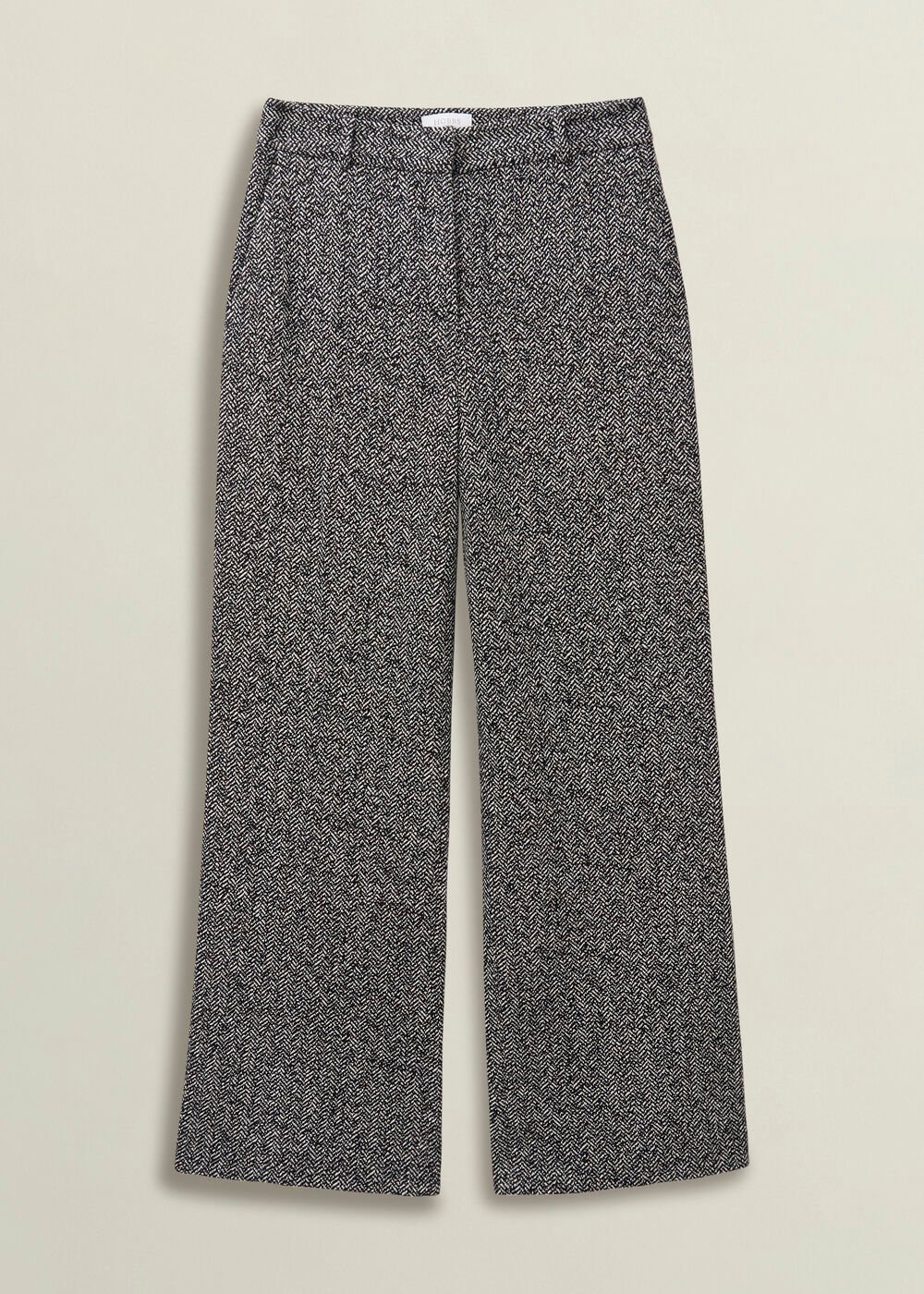 Petite Marlyn Wool Jersey Wide Trousers, Black White, hi-res