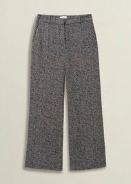 Petite Marlyn Wool Jersey Wide Trousers, Black White, hi-res