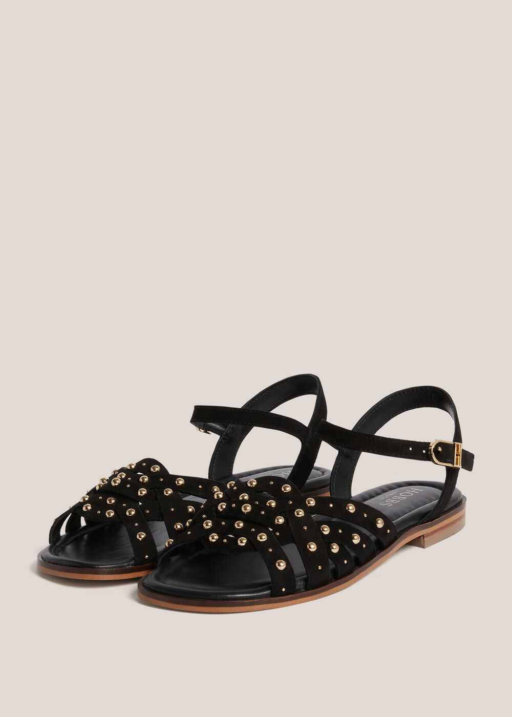 Emerson Suede Sandals, Black, hi-res