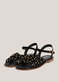 Emerson Suede Sandals, Black, hi-res