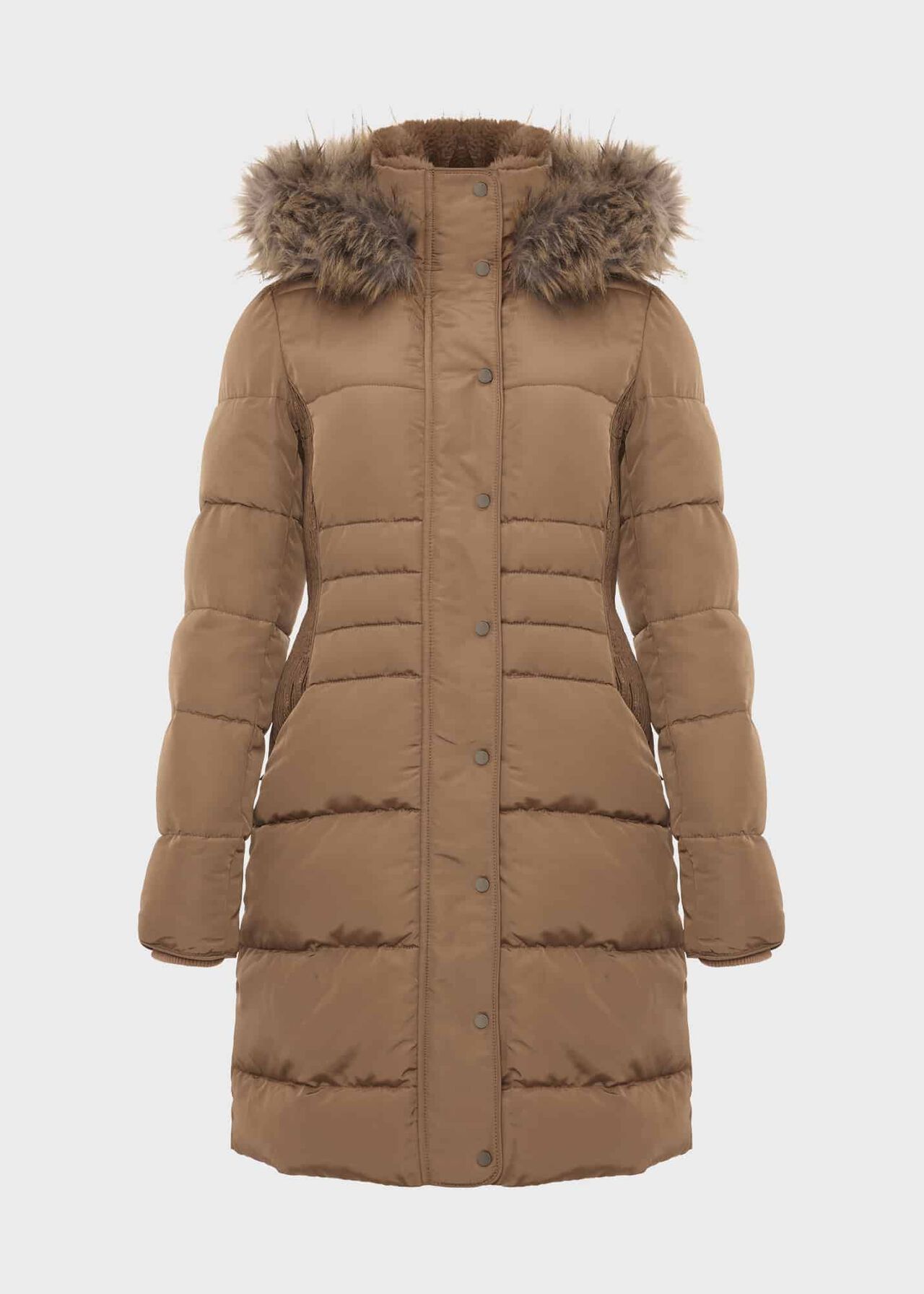 Dita Puffer Jacket With Hood, Camel, hi-res