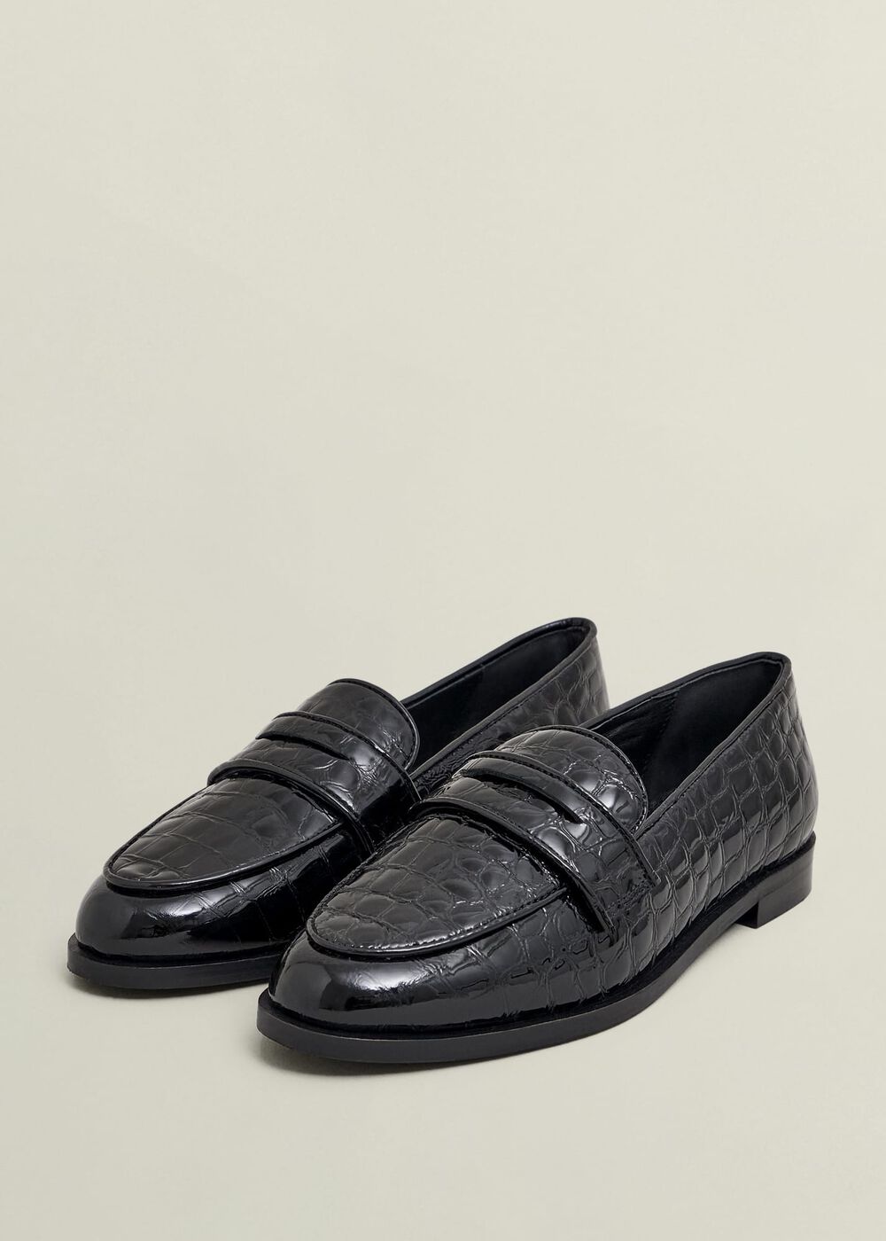 Lillian Leather Loafers, Black, hi-res