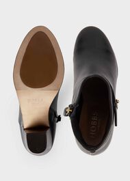 Ivy Leather Block Heel Ankle Boots, Black, hi-res