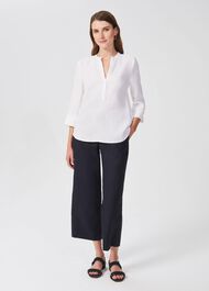 Rosemary Linen Top, White, hi-res
