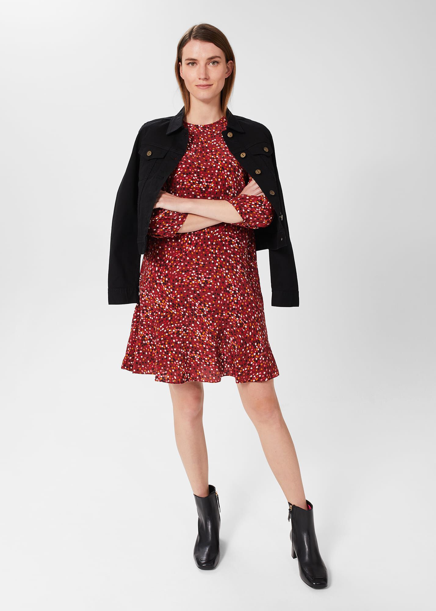 Hobbs red hot sale and black dress