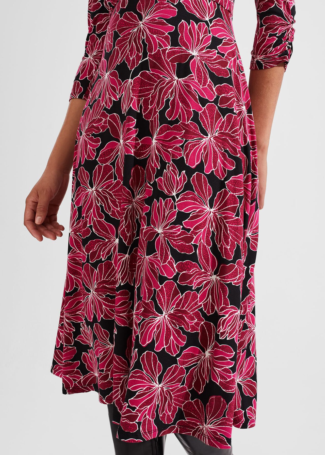 Mabel Jersey Dress, Black Pink, hi-res
