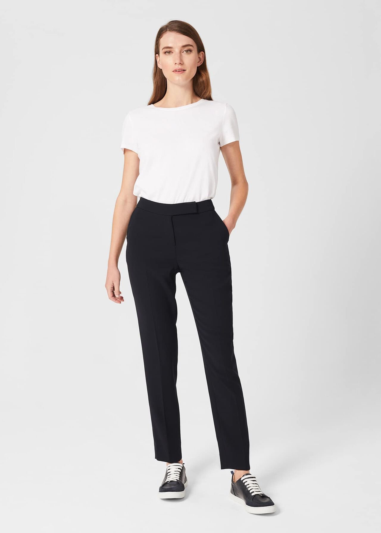 Abigail Tapered Trousers, Navy, hi-res