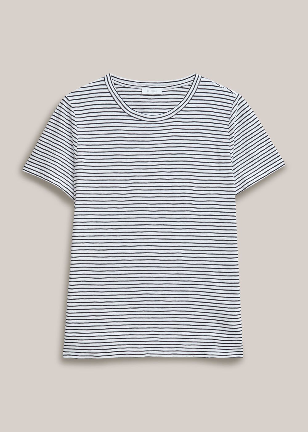 Adaline Cotton Slub Striped T-Shirt, White Navy, hi-res