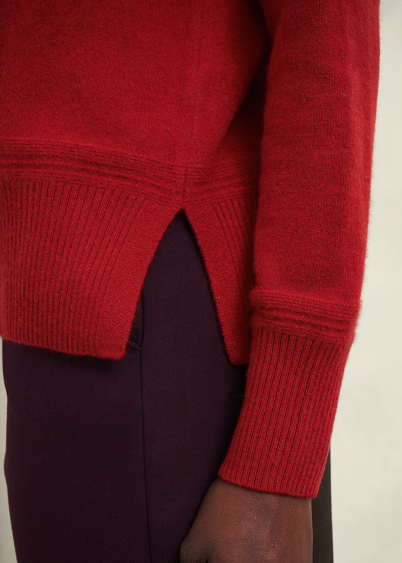Delora Cashmere Roll Neck Jumper, Pomegranate Red, hi-res