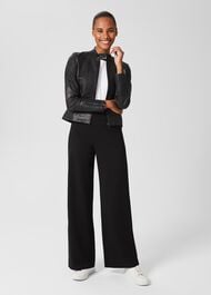 Fran Leather Jacket, Black, hi-res