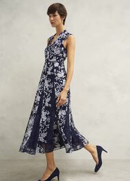Petite Quin Embroidered Dress, Midnight Ivory, hi-res