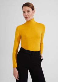 Mischa Roll Neck Top, Ochre Yellow, hi-res