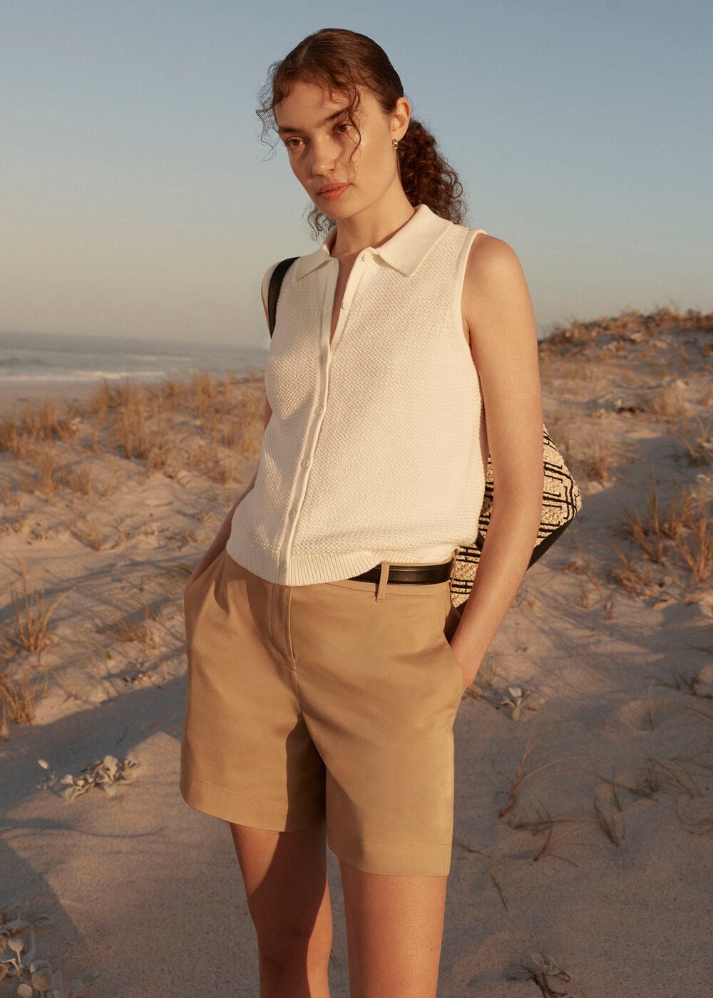 Seaton Cotton Collared Crochet Tank