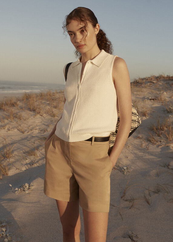 Seaton Cotton Collared Crotchet Tank