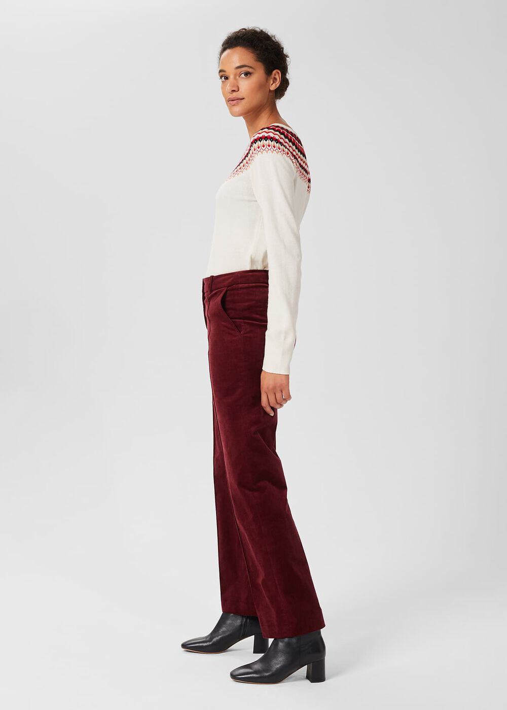 Kassandra Cord Trousers, Dark Red, hi-res