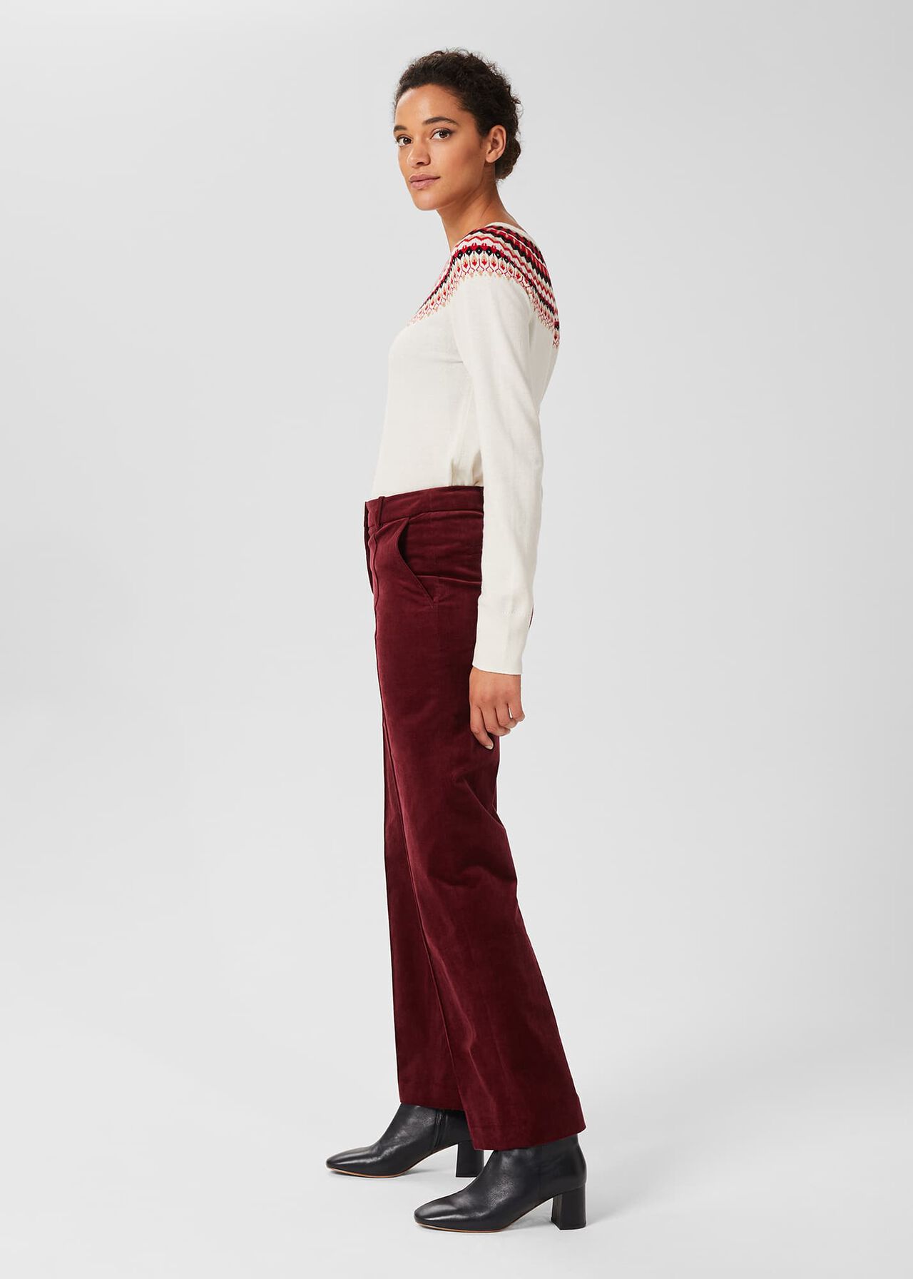 Kassandra Cord Trousers, Dark Red, hi-res