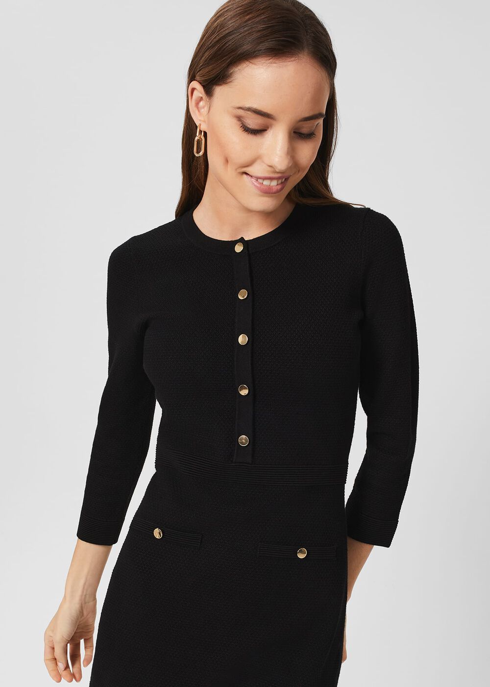 Noa Knitted Dress, Black, hi-res