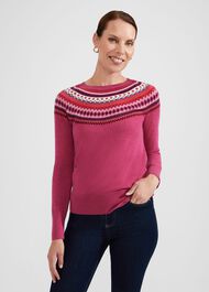 Greta Fairisle Jumper With Cashmere, Pink Multi, hi-res