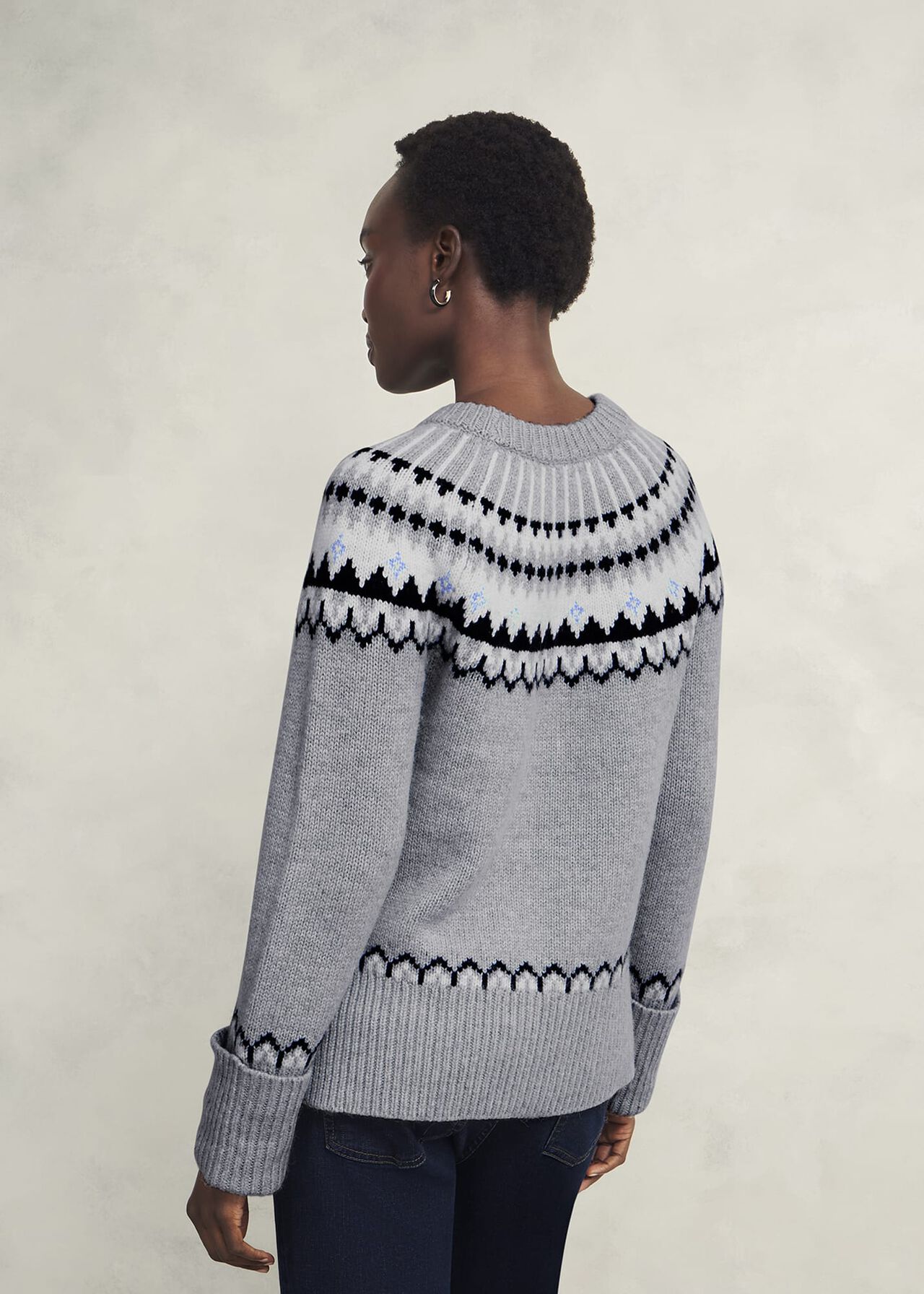 Anya Fairisle Jumper With Alpaca, Mid Grey Marl, hi-res