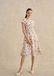 Petite Tia Embroidered Dress, Cream Pink, hi-res