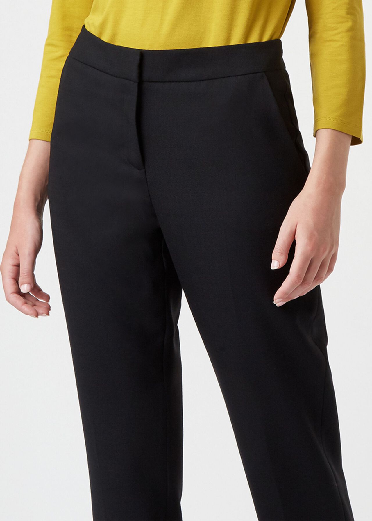 Petite Gael Wool Blend Trouser With Stretch, Black, hi-res