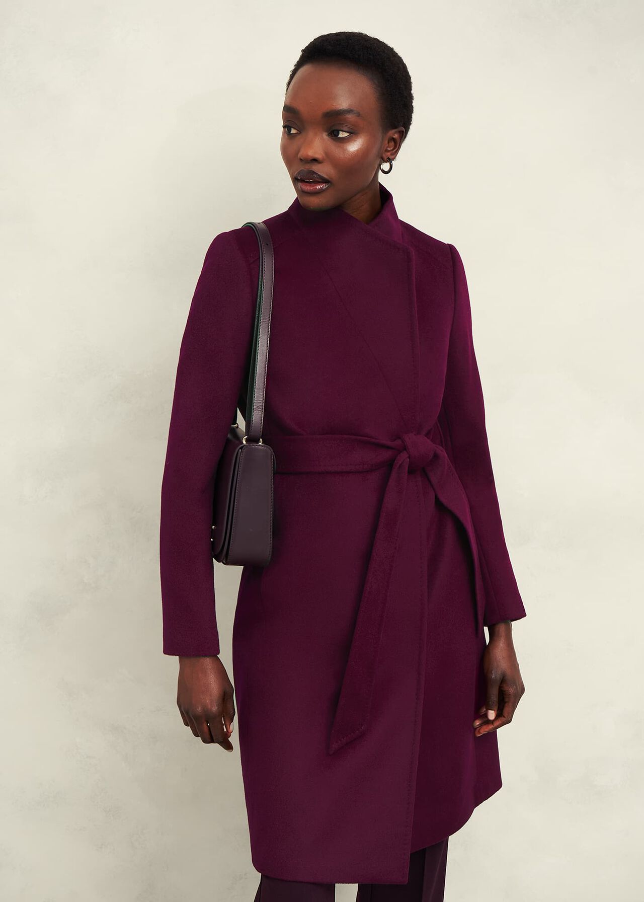 Cristie Wool Coat, Warm Plum, hi-res