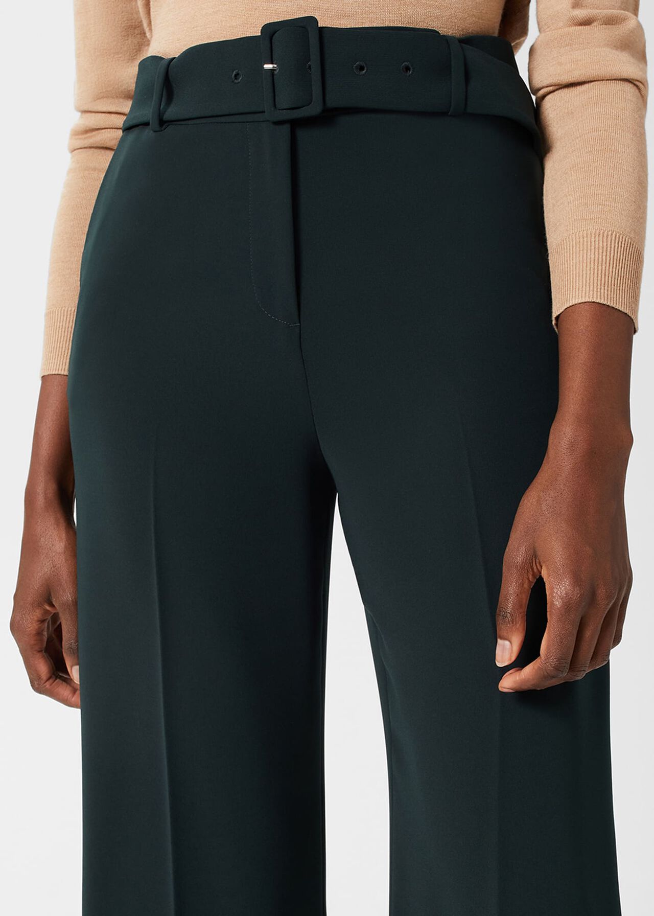 Drew Wide Trousers, Deep Pine Green, hi-res